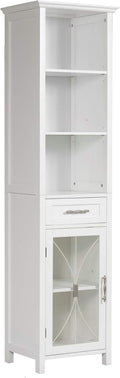 White Linen Cabinet with 1 Drawer and 3 Open Shelves T903819