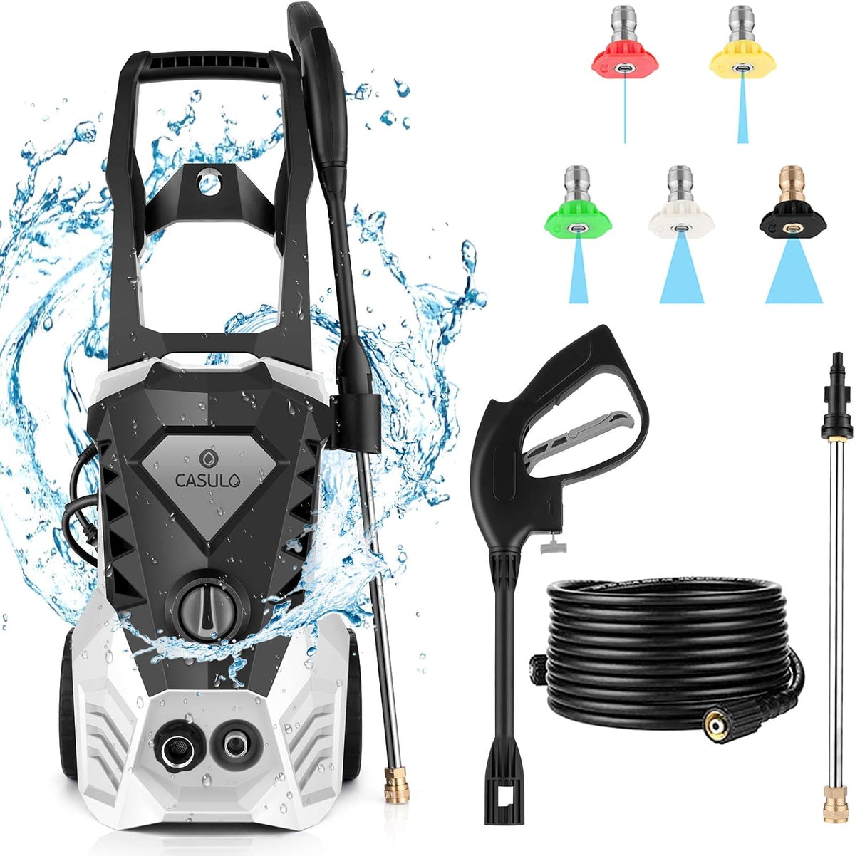 Electric Pressure Washer 1800W with 5 Nozzles, Hose Reel V712