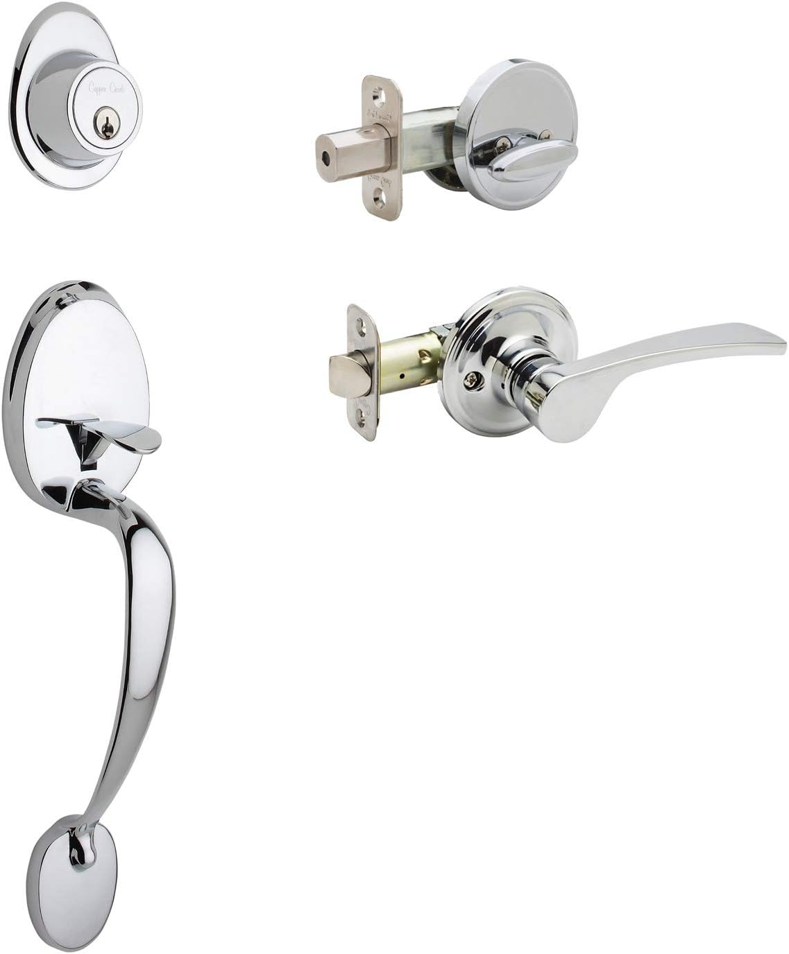 Polished Stainless Front Door Handle Set, Pack of 2 T99904