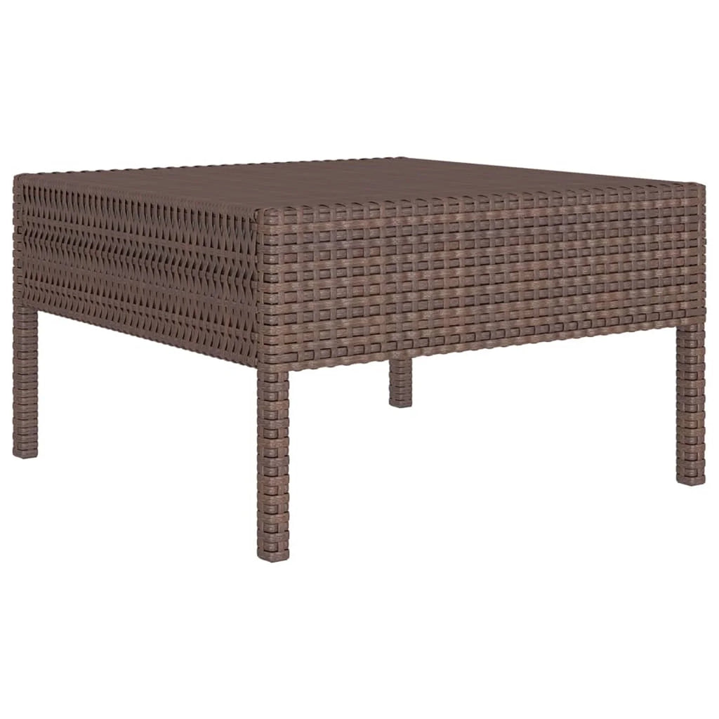 9 Piece Garden Conversation Set with Cushion and Footrest Brown Poly Rattan Sectional Outdoor Furniture Set K240