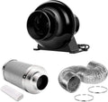 4 Inch 195 CFM Inline Circulation Vent Blower and Air Carbon Filter 8 Feet Ducting Combo, Pack of 2 Q12345