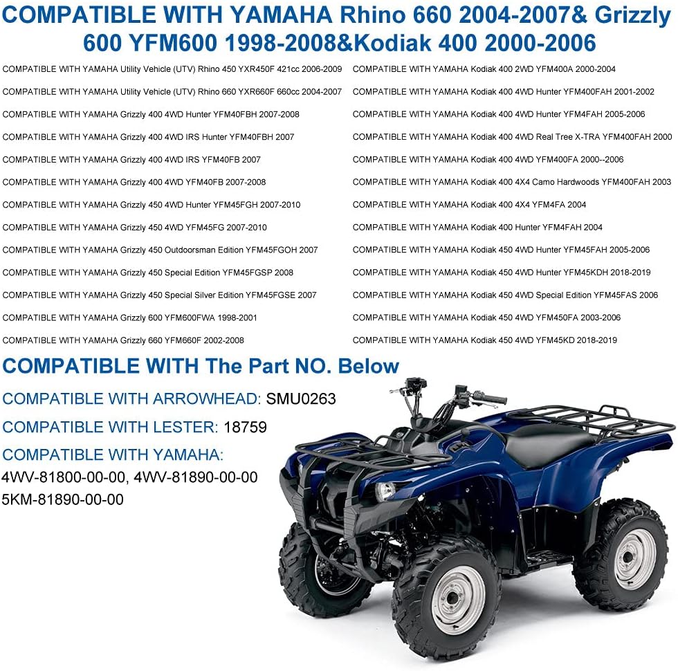 Starter Compatible with Yamaha Grizzly 660 Kodiak 400 Rhino 660 2001-2007 Pack of 2 U6079