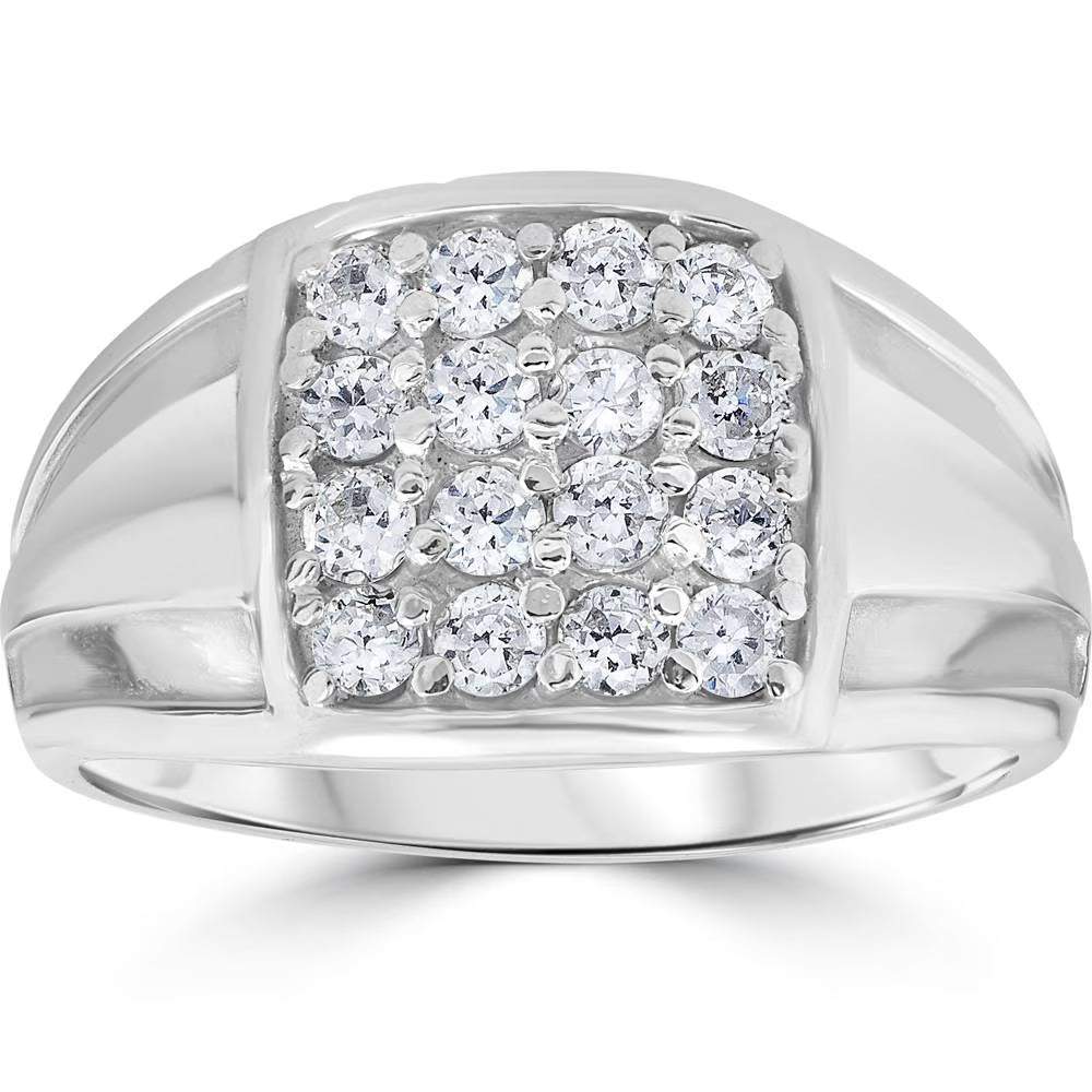 10k White Gold Diamond Mens Ring H1939
