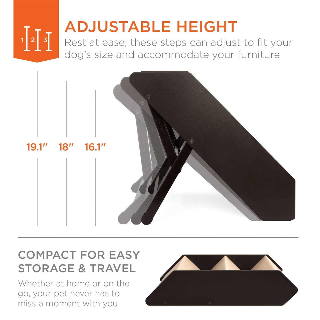 Foldable Adjustable Wooden Pet Stairs P98629