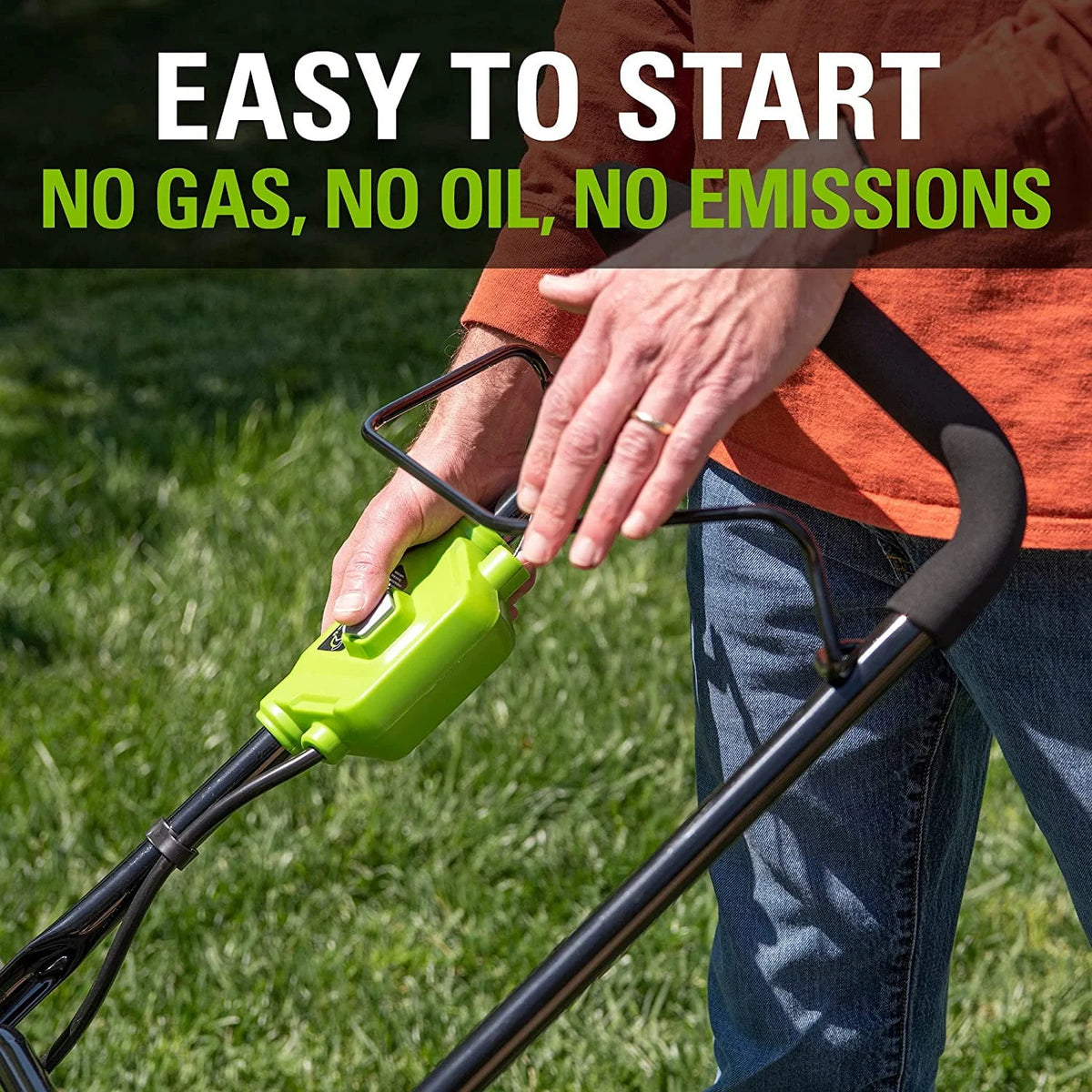 48V 17 Battery-Powered Push Lawn Mower with 2 x 24V 4Ah Batteries A73922