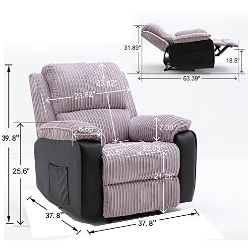 Brown Power Recliner Chair with Remote Control and Side Pockets D673