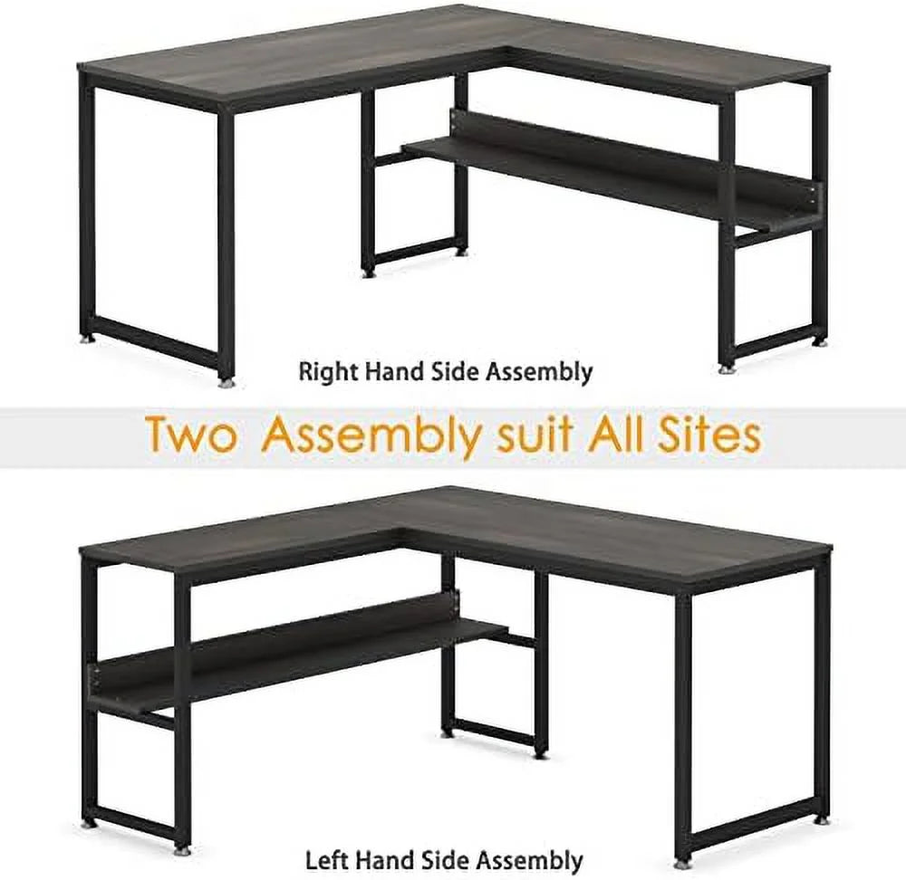 L Shaped Desk 55 inch with Shelves Z98715