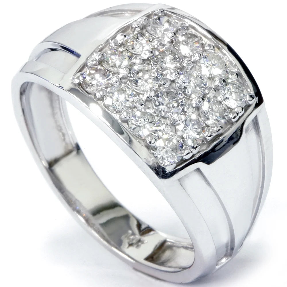10k White Gold Diamond Mens Ring H1939