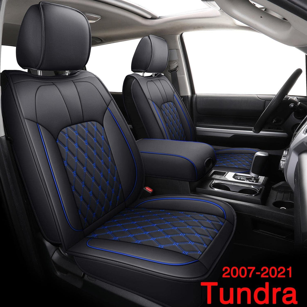 Black&Blue Water Proof Faux Leather Full Set Car Seat Covers G469