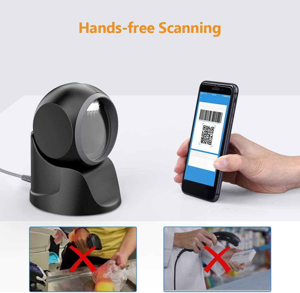 Desktop Barcode Scanner, Omnidirectional Hands-Free USB Wired V45874