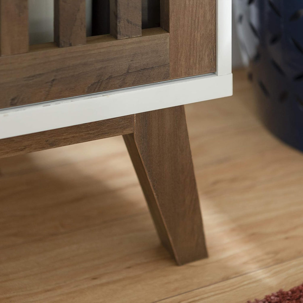 36 Inch White and Rustic Oak Cabinet Z8190