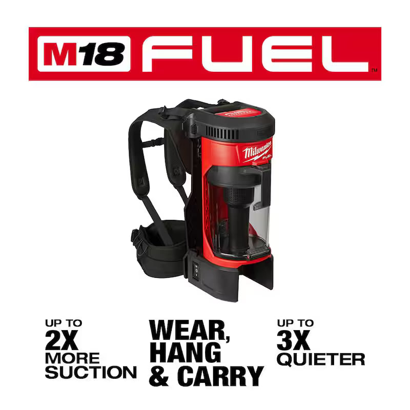 18-Volt Lithium-Ion Brushless Cordless 3-in-1 Backpack Vacuum with 8.0 Ah Battery and Rapid Charger C144901