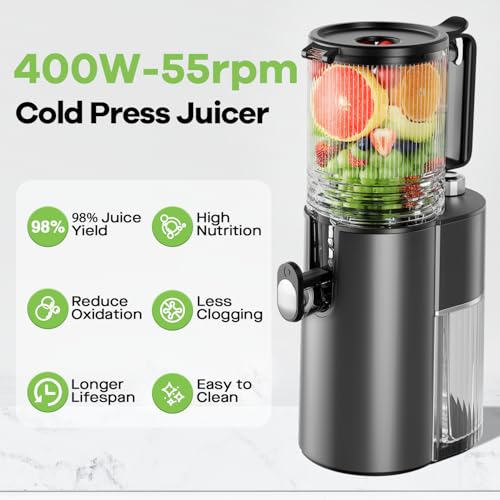 Cold Press Juicer 5.8" Wide Feed Chute 400W Slow Masticating Juicer W715