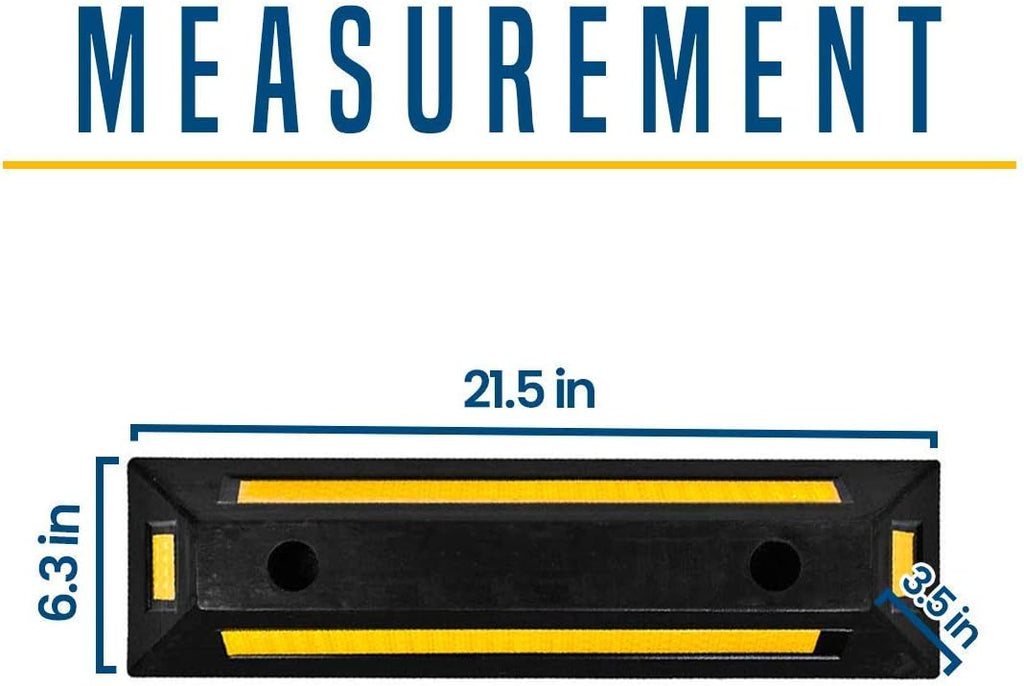 Black Rubber Parking Curb with Yellow Reflective Stripes, 4 Pack K85531