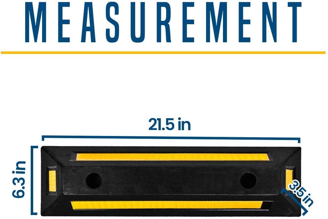 Black Rubber Parking Curb with Yellow Reflective Stripes, 4 Pack K85531
