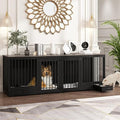 Black Heavy Duty Wooden Dog Crate with Dog Bowl Drawers & Divider X8078