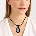 Jasper Gemstone Macrame Pendant Necklace 20-32 in H8581
