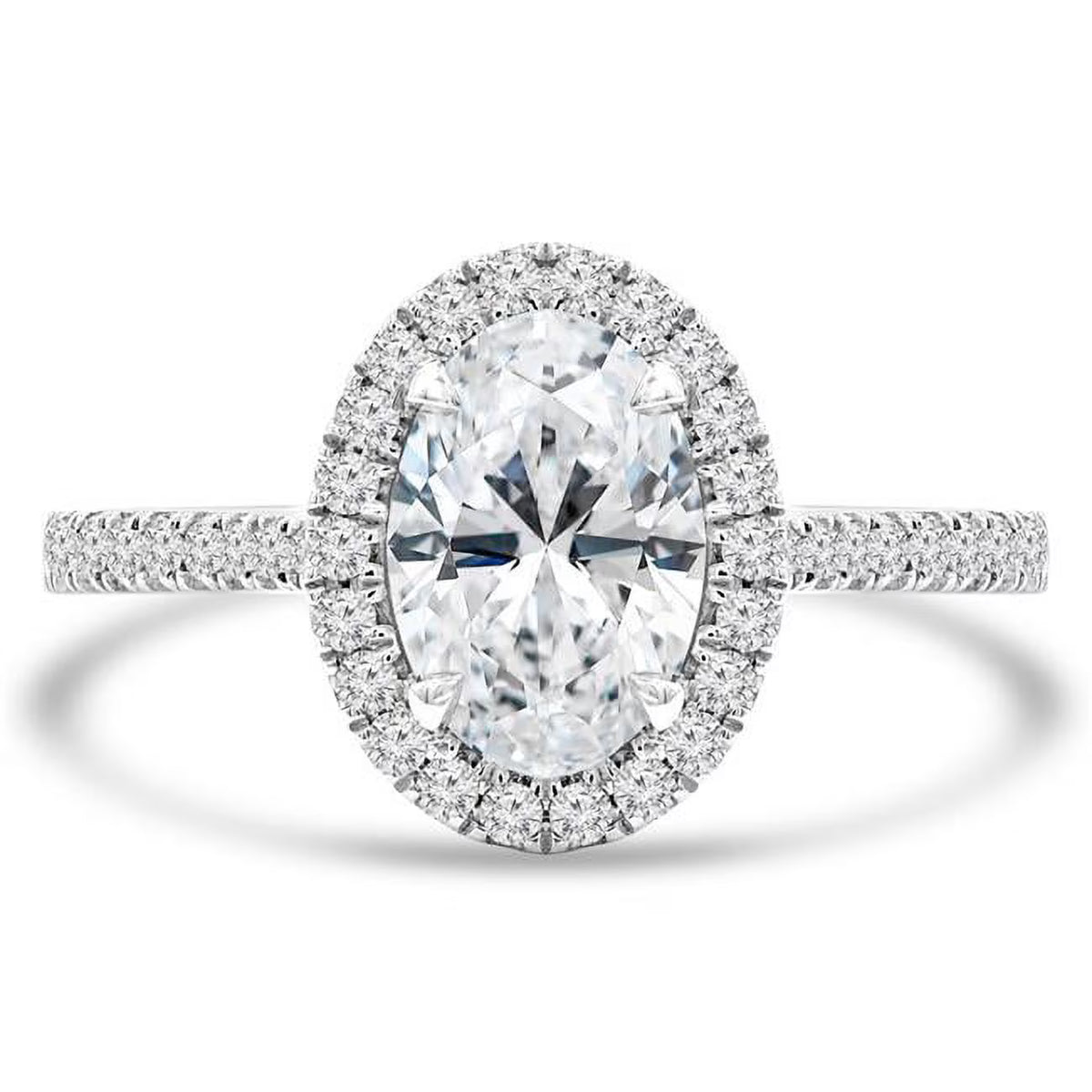 14K White Gold Oval Halo Engagement Ring F334