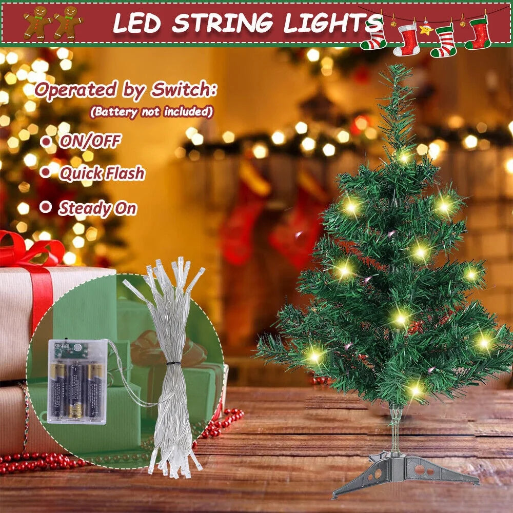 2ft Artificial Mini Christmas Pine Tree with Lights I841827