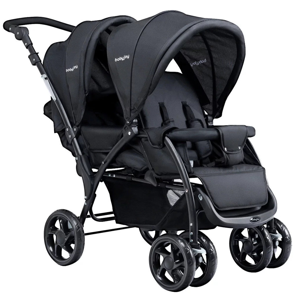Double Stroller Foldable Lightweight Black K77834