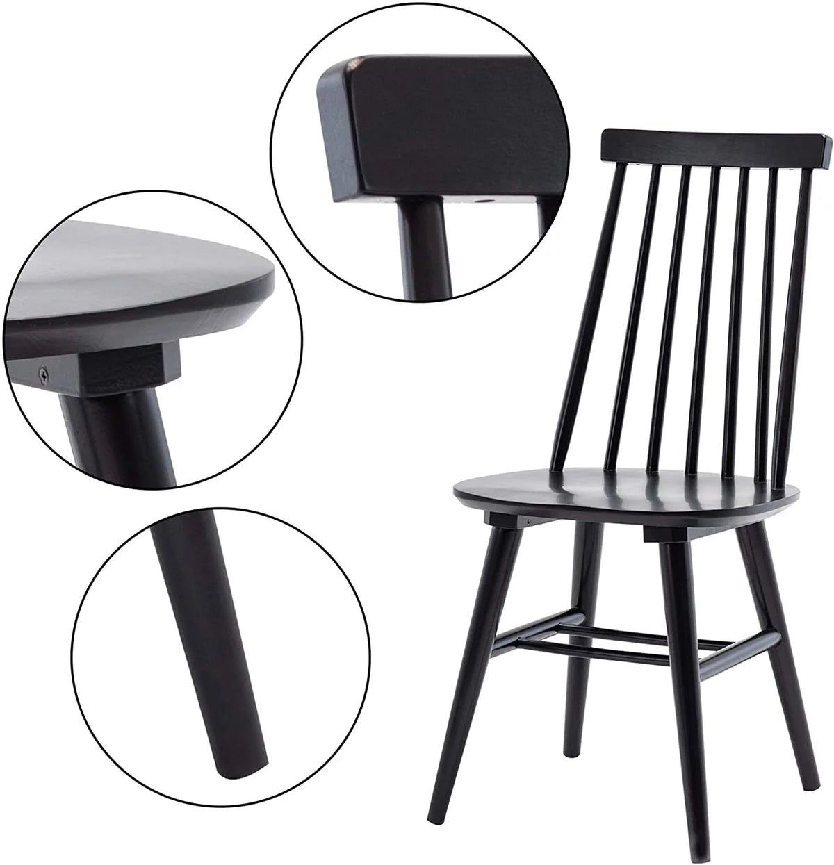 Black Set of 4 Wood Dining Chairs M93489