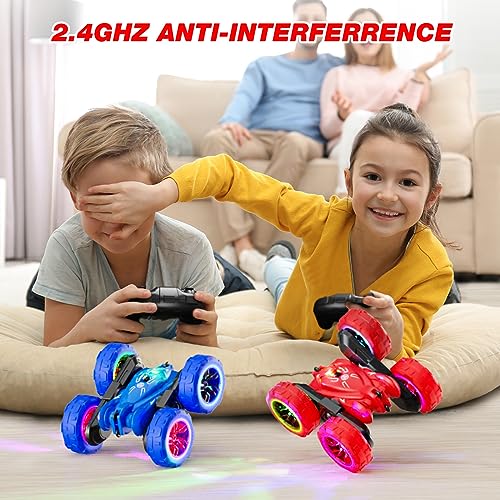 Fast Direct Charging Remote Control Car with LED Lights, 4WD All Terrain RC Stunt Toys N5380