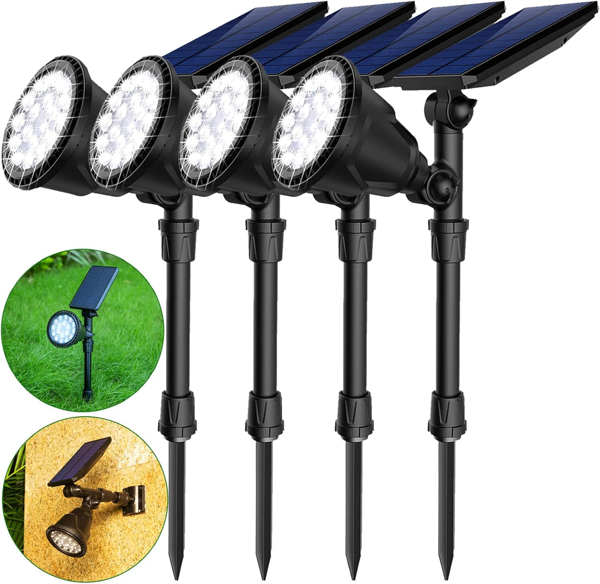 Waterproof Solar Powered Landscape Spotlights Warm White 4 Pack N5189