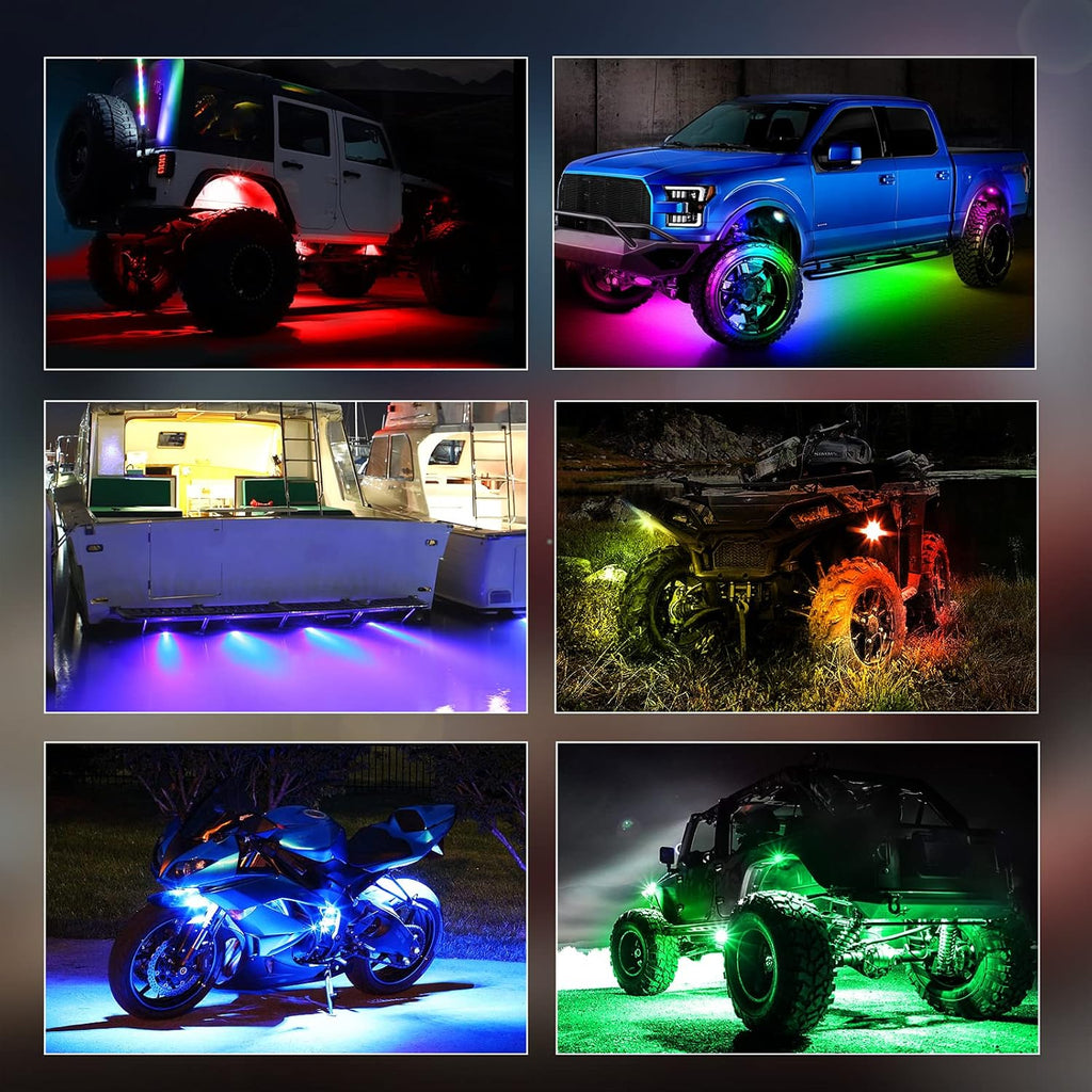 8 Pods Multicolor LED Rock Light Kit Pack of 2 Z666