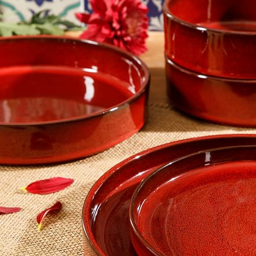 Amber Terracotta Reactive Glaze Dinnerware Set, Service for Four (16pcs) D659
