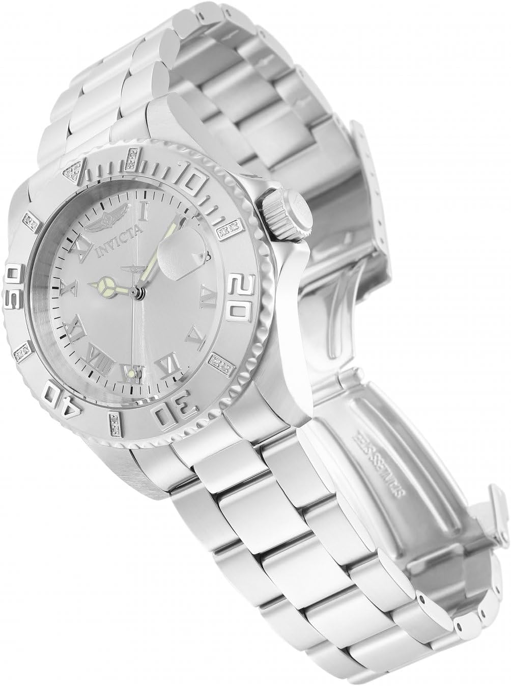 Silver Dial Diamond Accented Watch D3393
