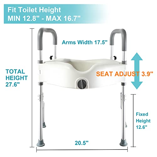 Grey+White 5 Inch Raised Toilet Seat with Handles Y7894