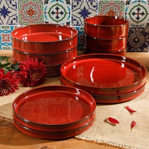 Amber Terracotta Reactive Glaze Dinnerware Set, Service for Four (16pcs) D659