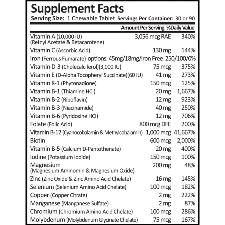 Bariatric MultiVitamin Chewable with Iron - Fruit Punch 90-Day Supply E43683