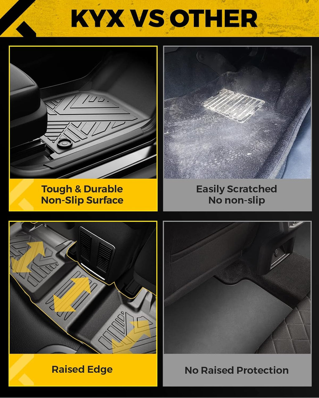 All Weather TPE Black Car Floor Mats Front & 2nd Row V139503