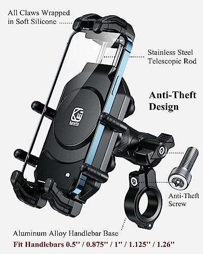 Motorcycle Phone Holder with Vibration Dampener & High-Speed Secure Lock for 5.4''-7.2'' Smartphones C4558