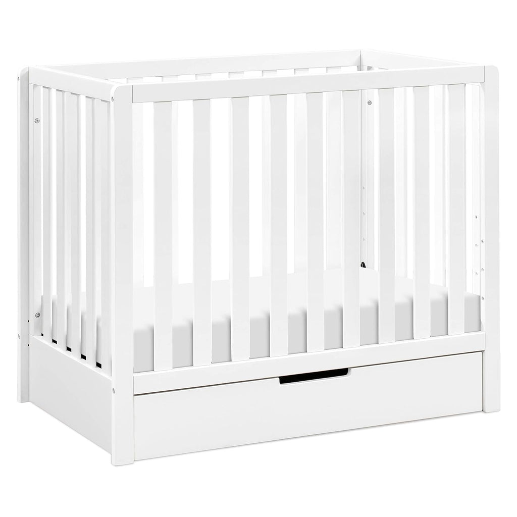 White 4-in-1 Convertible Mini Crib with Trundle Drawer M166