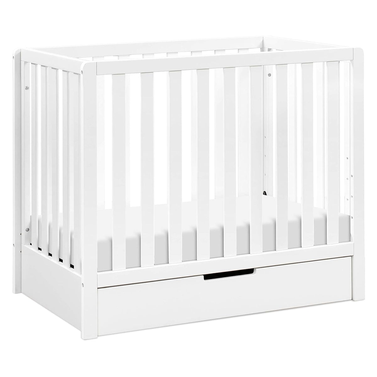 White 4-in-1 Convertible Mini Crib with Trundle Drawer M166