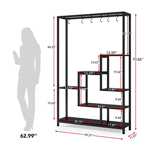 5-Tier Tall Metal Plant Stand, 70.9”, Black R100603