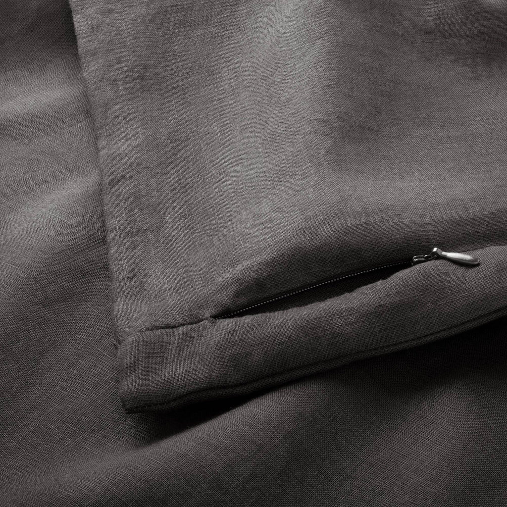 Washed Black Linen Duvet & Sham Set R8386