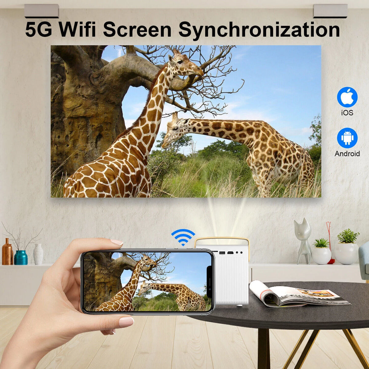 1080P WiFi Bluetooth Portable Projector R424264