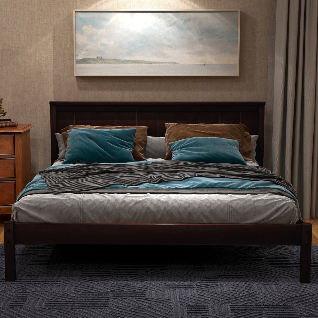 Full Wood Platform Bed Frame with Headboard H10465