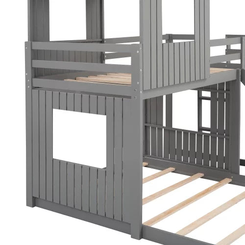 Pine Wood Twin-over-full Bunk Bed F1588