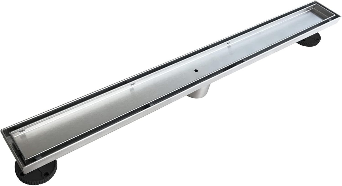 28-Inch Brushed 304 Stainless Steel Rectangle Shower Drain with Tile Insert Grate Z646