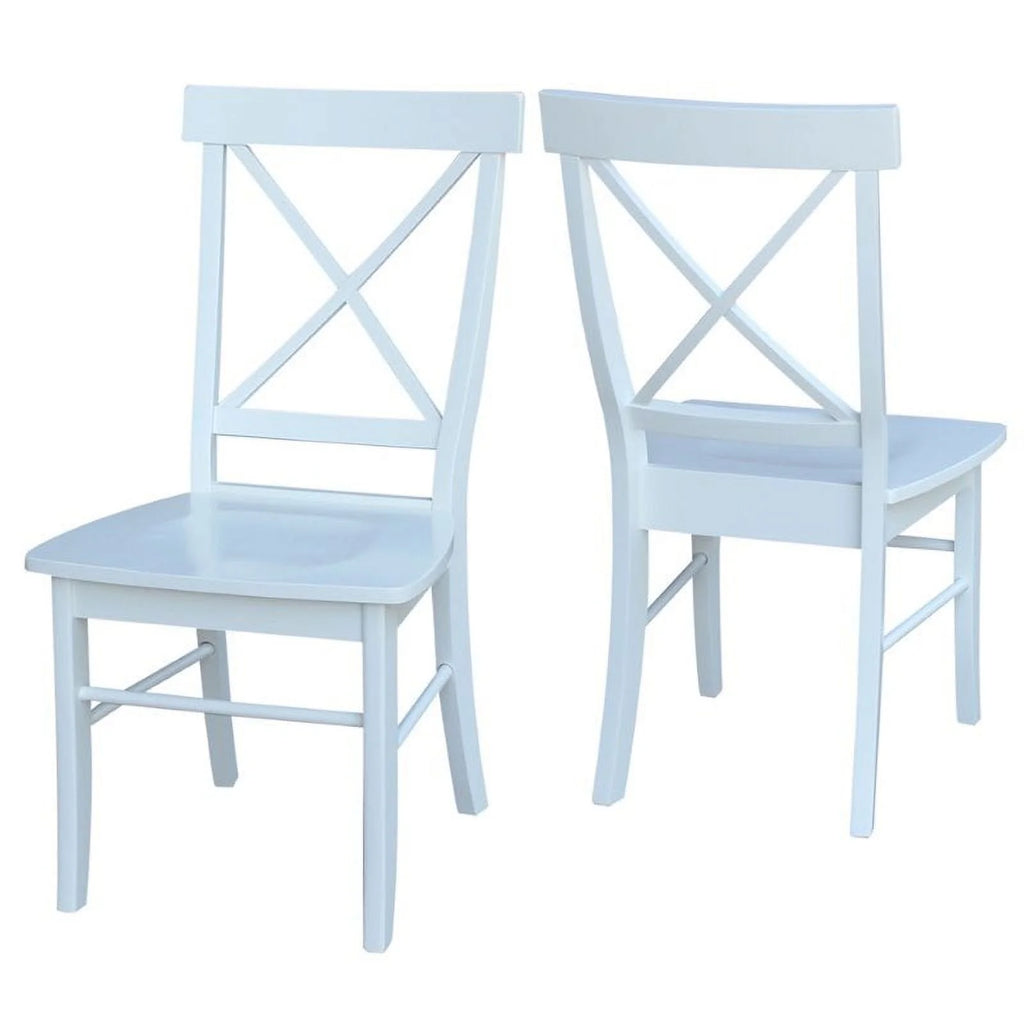White Wooden X-Back Dining Chair Set of 2 D38598