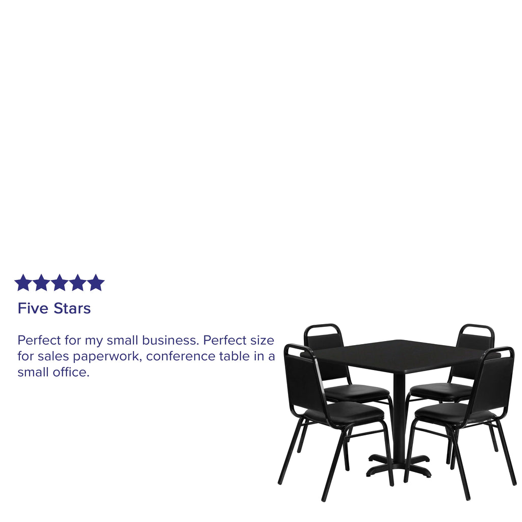 Black Laminate Table Set with 4 Banquet Chairs X125650