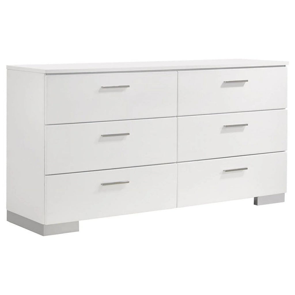 4-Piece Wood Eastern King Bedroom Set in Glossy White K5062