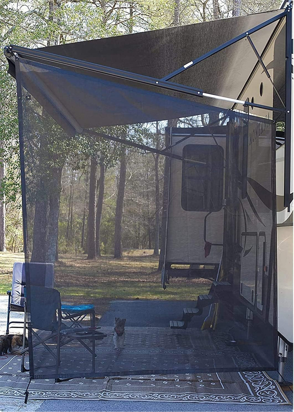 Black Mesh RV Awning Side Sun Shade Screen Kit Pack of 2 S3598