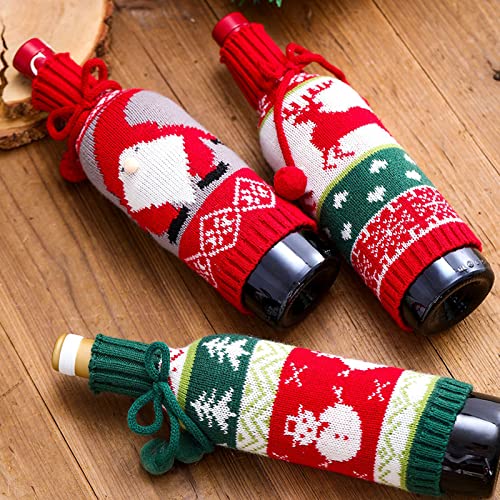 Knitted Christmas Wine Bottle Cover 3PCS E97604