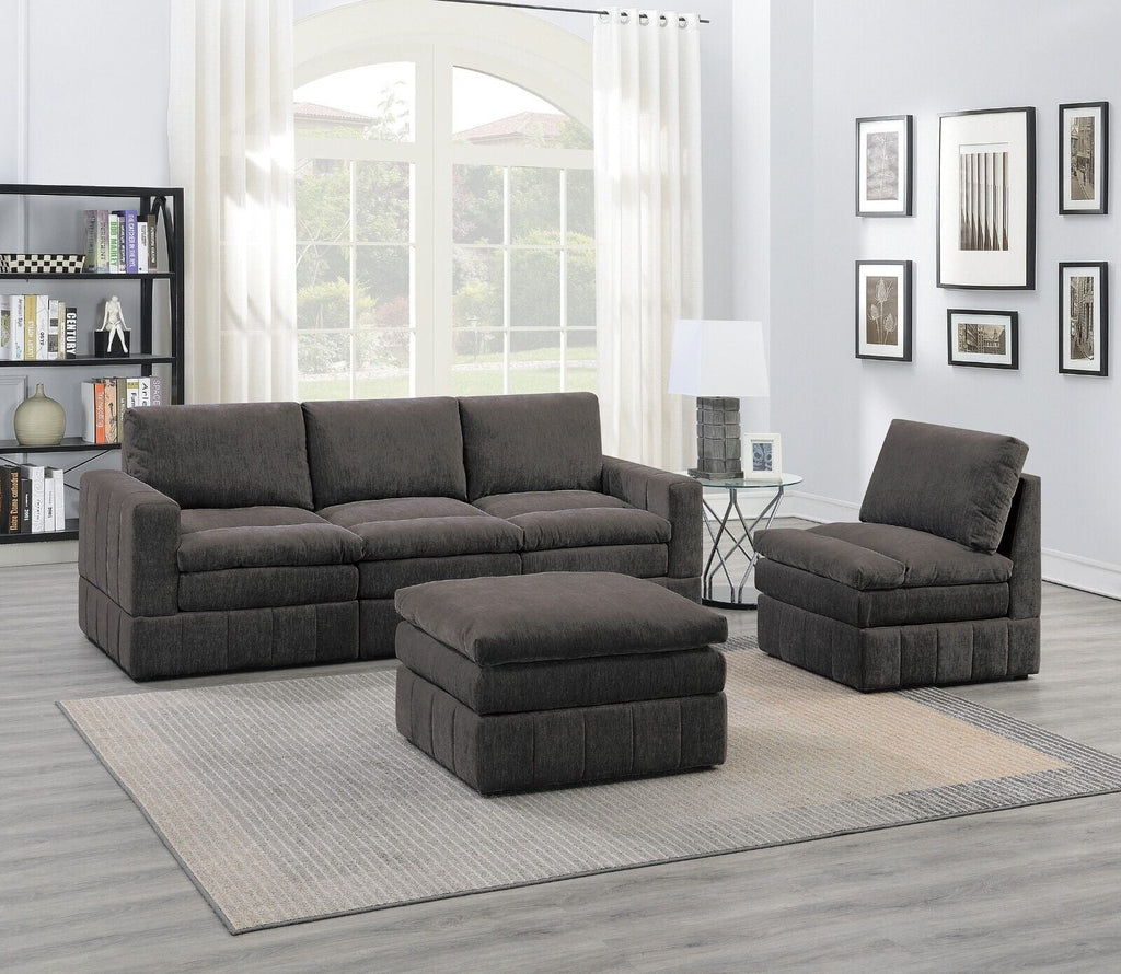 5pc Modular Fabric Sofa Set with Ottoman W431