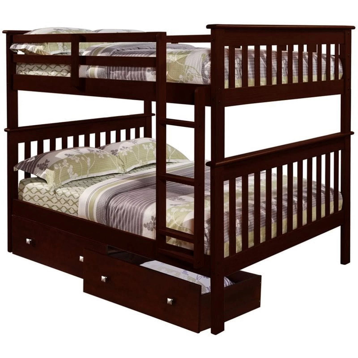 Full Over Solid Wood Bunk Bed with Drawers P447